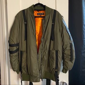 army green puffer jacket